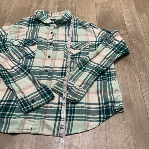 Volcom Mint Green and Teal Plaid Button-Down Shirt - Picture 3 of 8